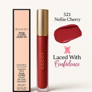 Gucci Liquid Matte Lip Colour 0.21 fl oz – 521 Nelle Cherry Red Lipstick NIB